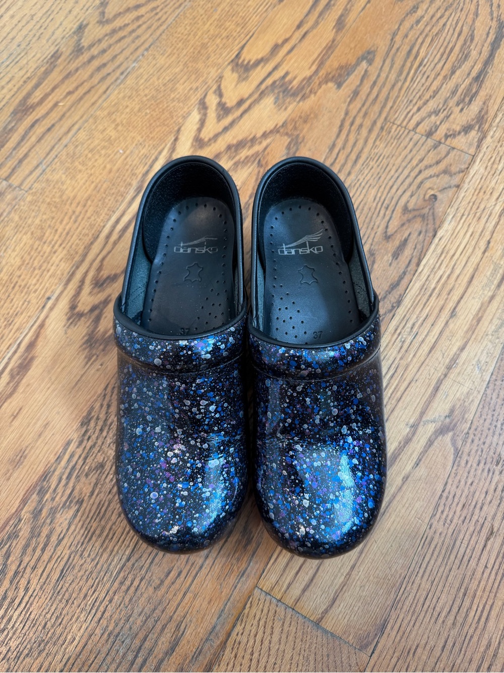 Dansko Black Multi Glitter Clogs
